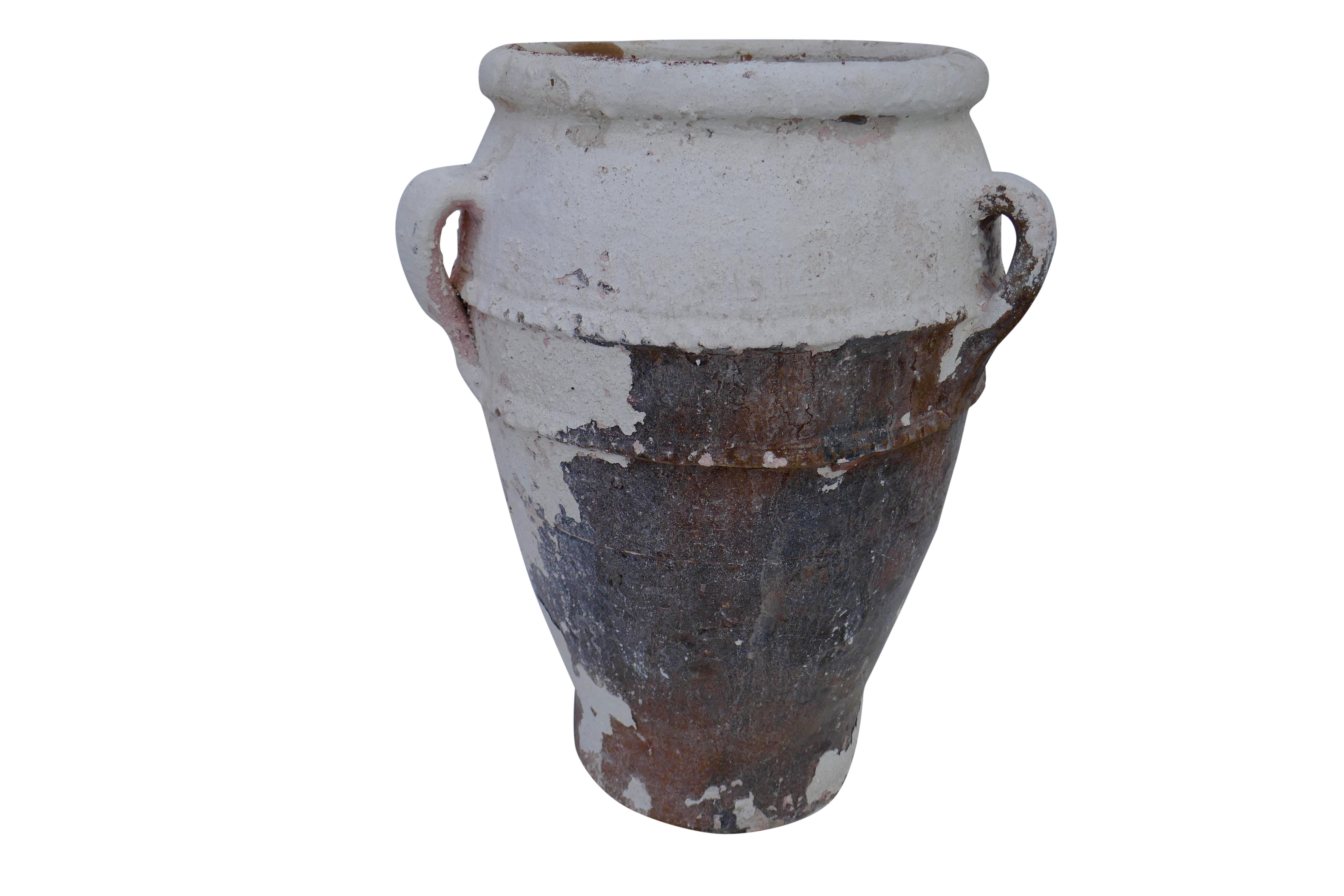 Vintage Moroccan Terracotta Water Vessel In Distressed Condition For Sale In thousand oaks, CA