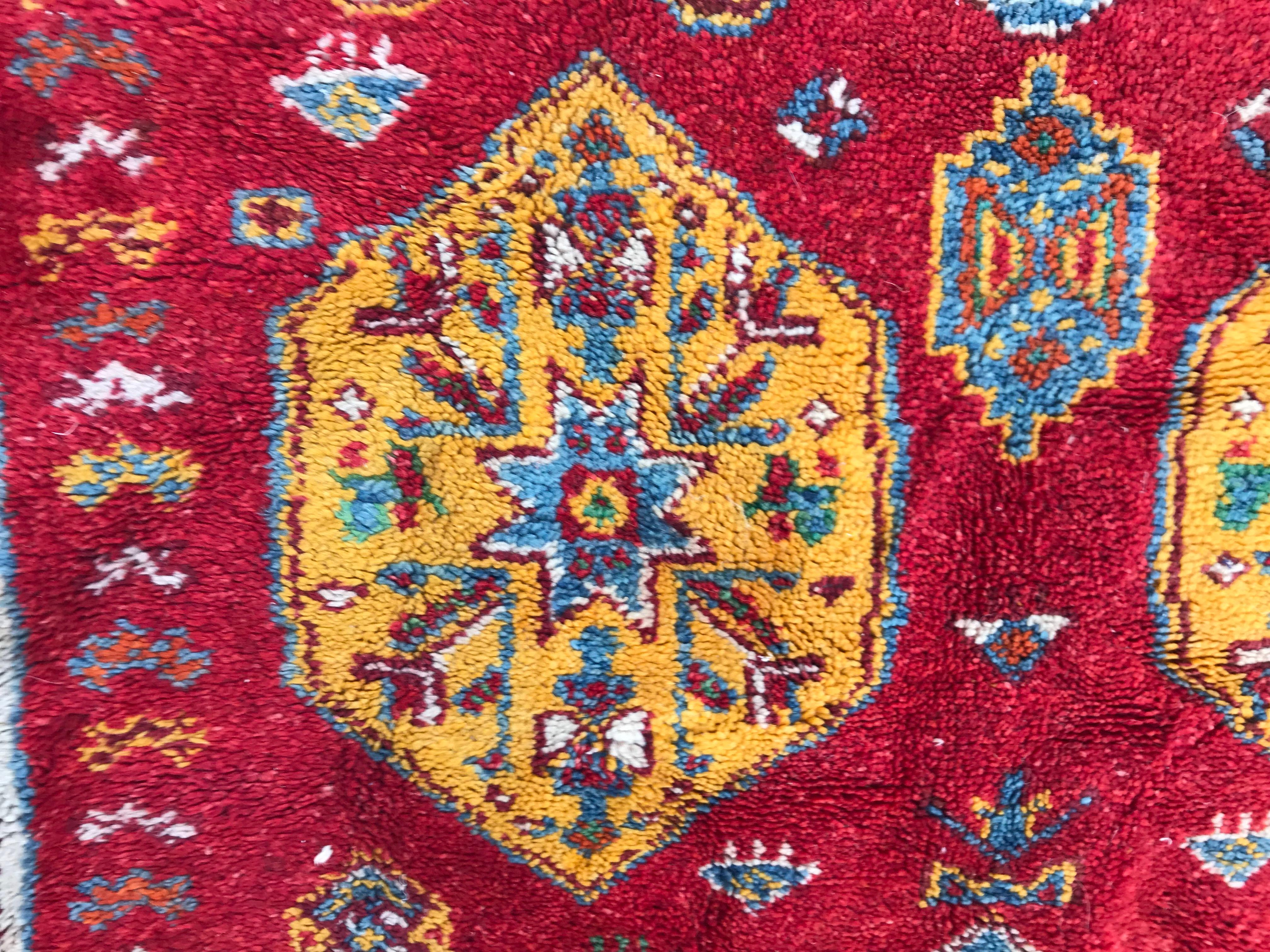20th Century Bobyrug’s Vintage Moroccan Tribal Berbere Rug For Sale