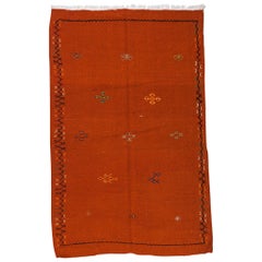 Vintage Moroccan Tribal Flat-Weave Rug