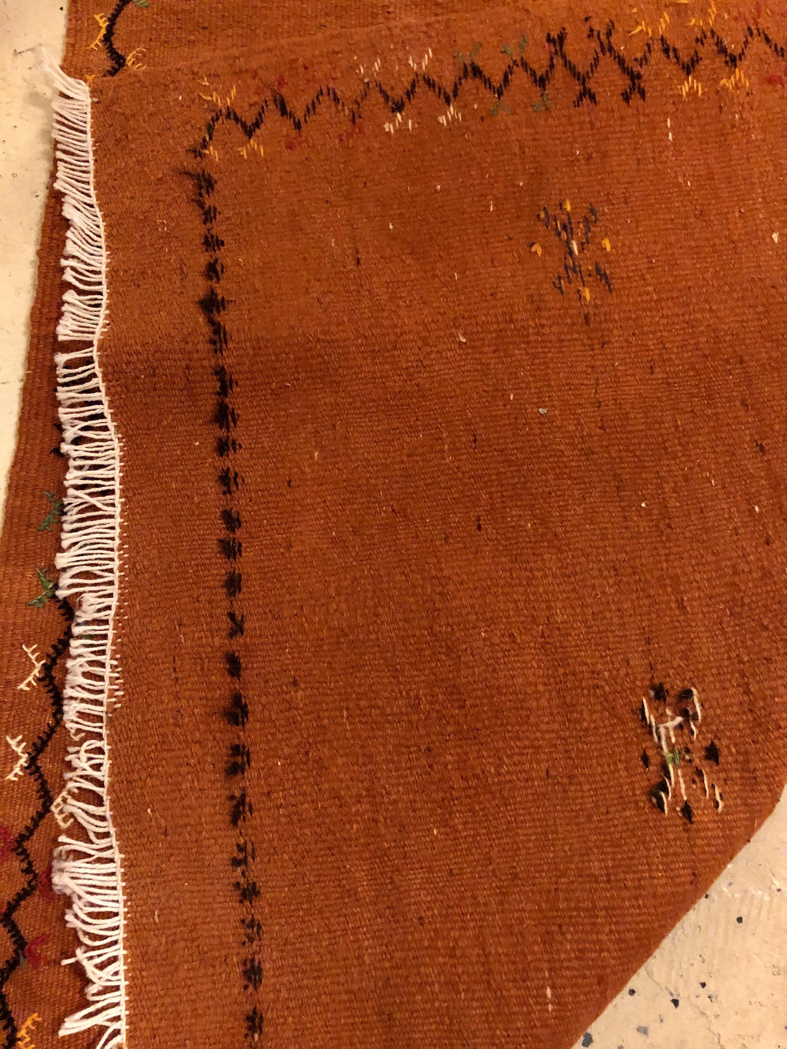Vintage Moroccan Tribal Flat-Weave Rug 1