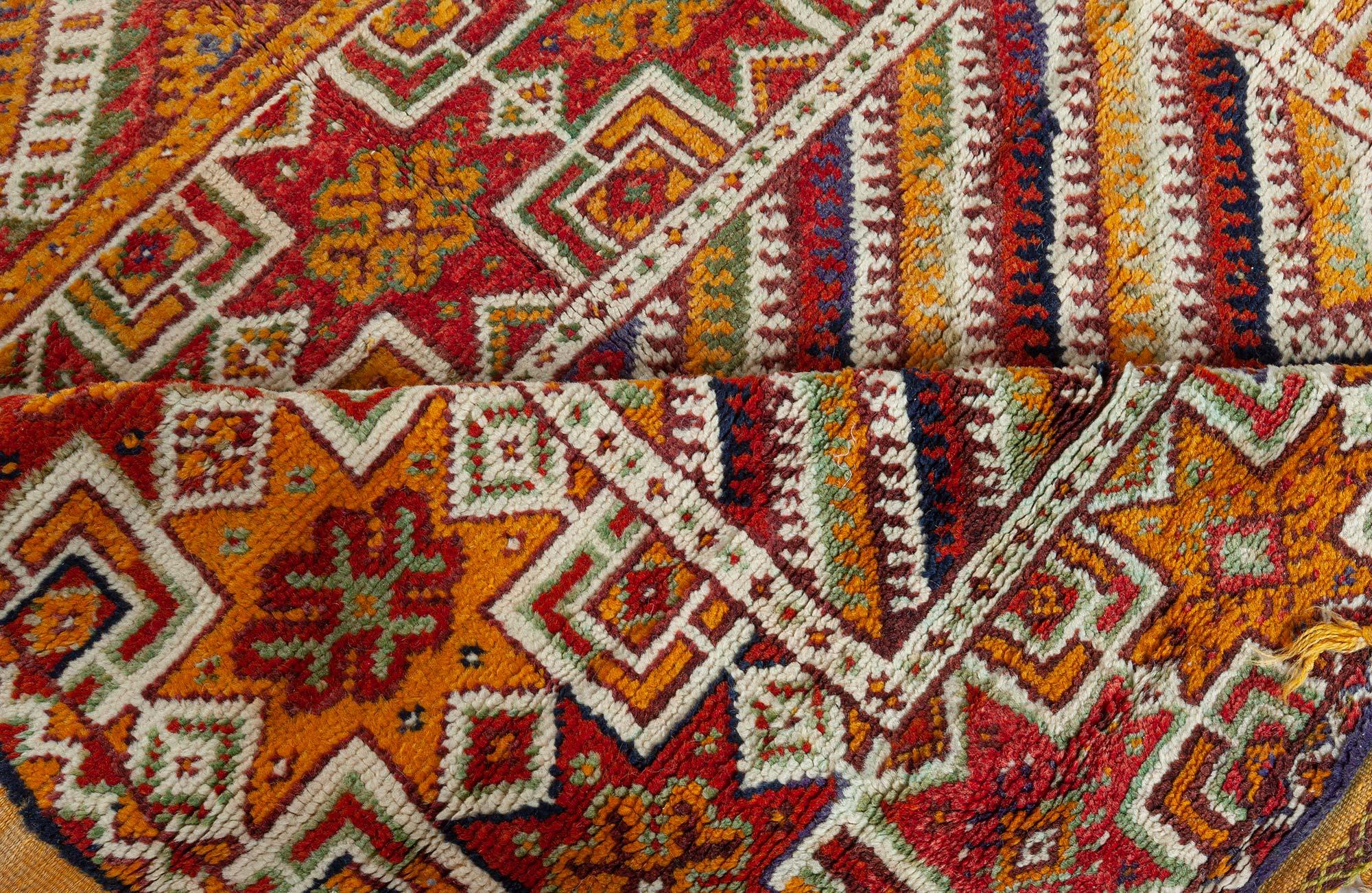 Vintage Moroccan Tribal Geometric Handmade Rug In Good Condition For Sale In New York, NY