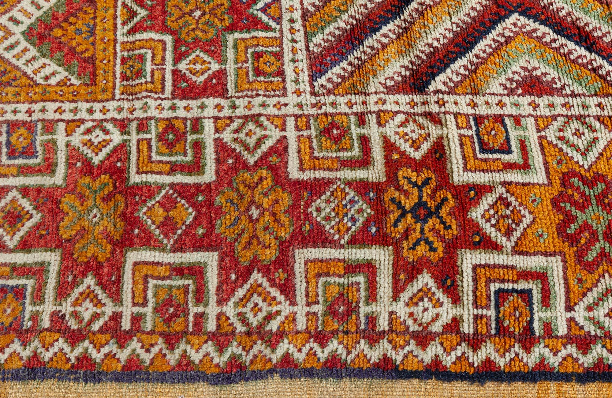 20th Century Vintage Moroccan Tribal Geometric Handmade Rug For Sale