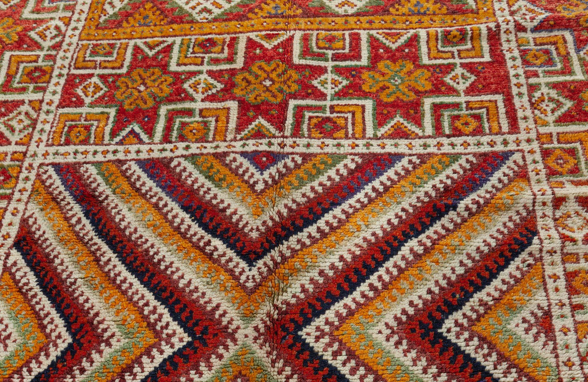 Vintage Moroccan Tribal Geometric Handmade Rug For Sale 1
