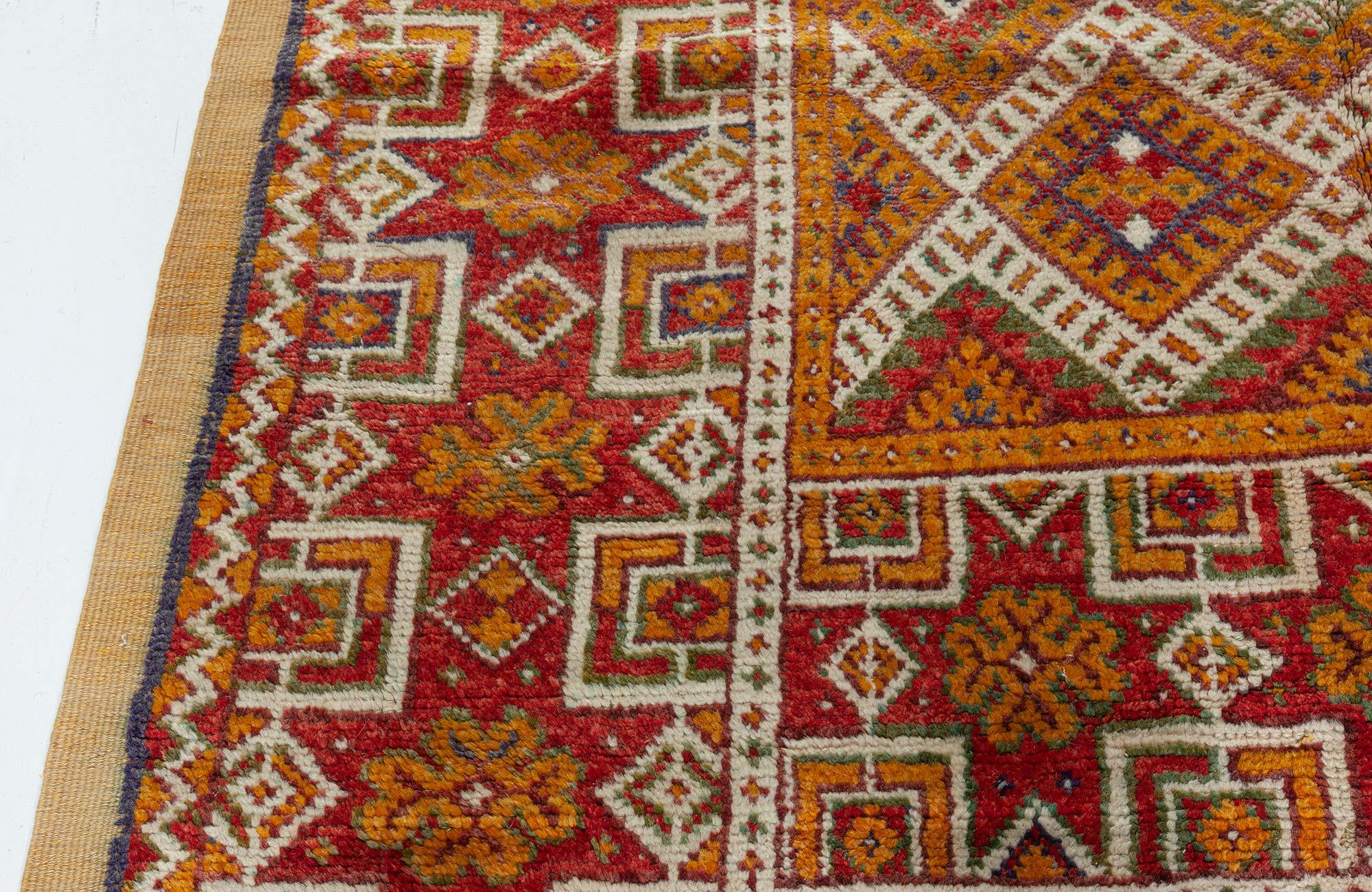 Vintage Moroccan Tribal Geometric Handmade Rug For Sale 2