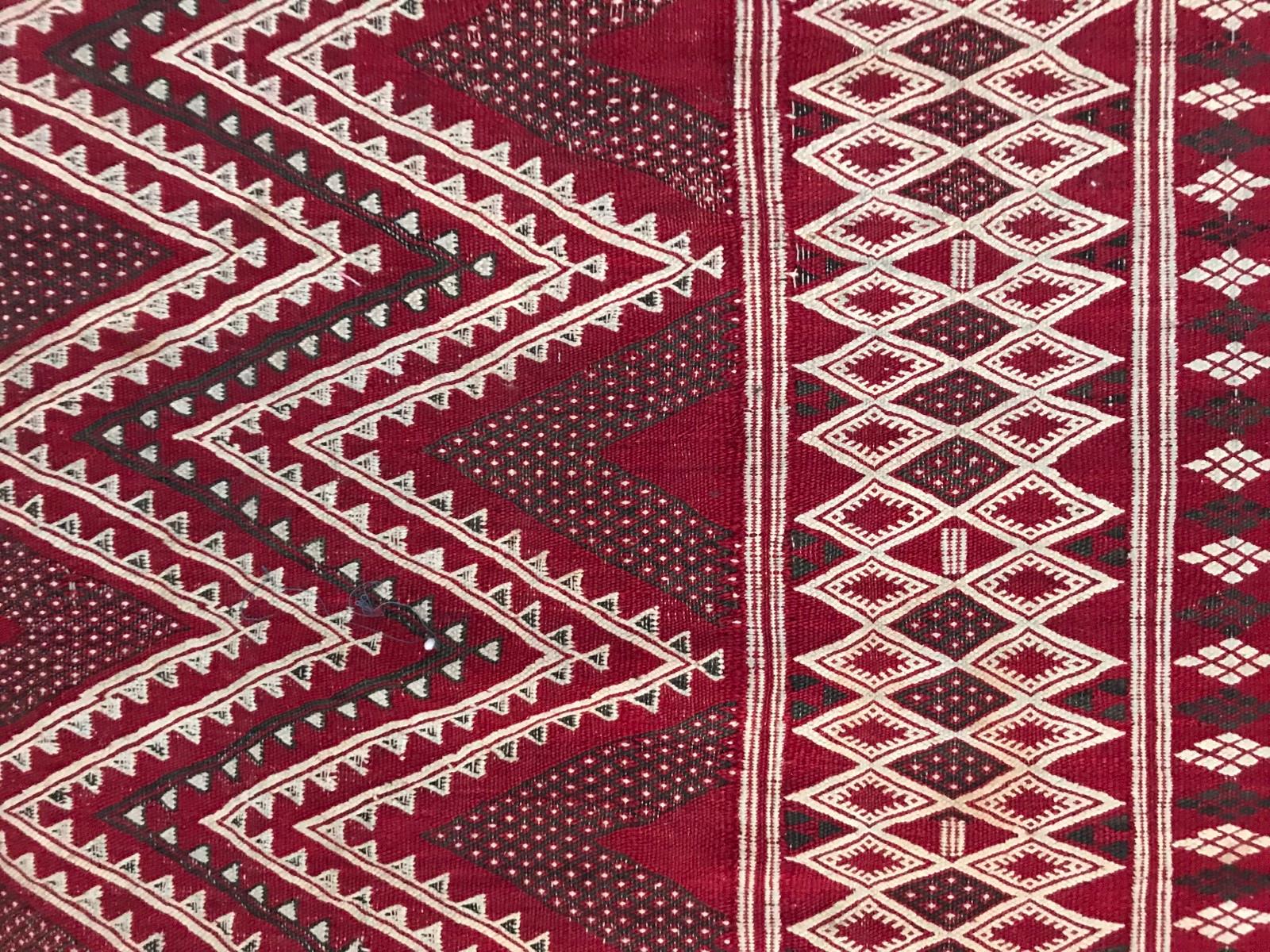 Wool Vintage Moroccan Tribal Kilim For Sale