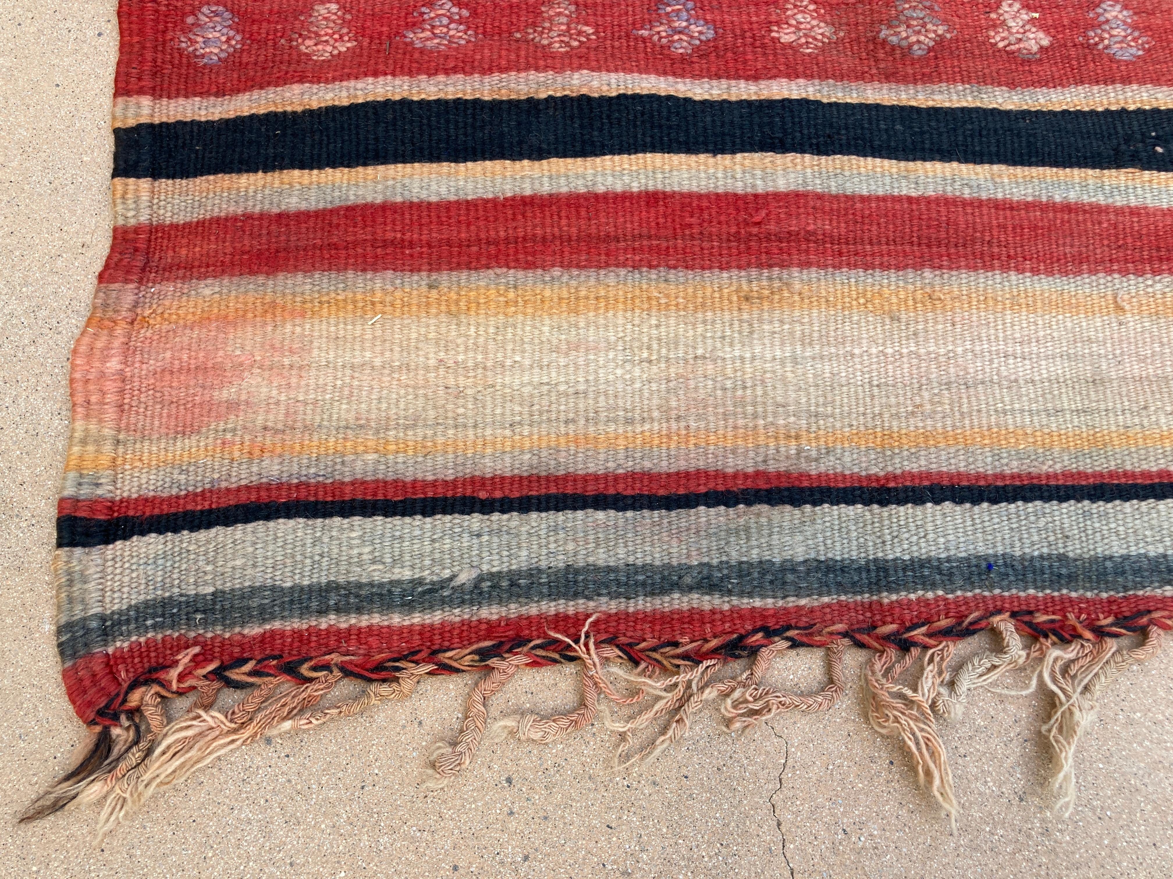 20th Century 1960s Moroccan Rug Ethnic Flat Hand-woven Kilim  For Sale