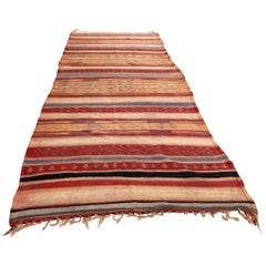 1960s Moroccan Rug Ethnic Flat Hand-woven Kilim 