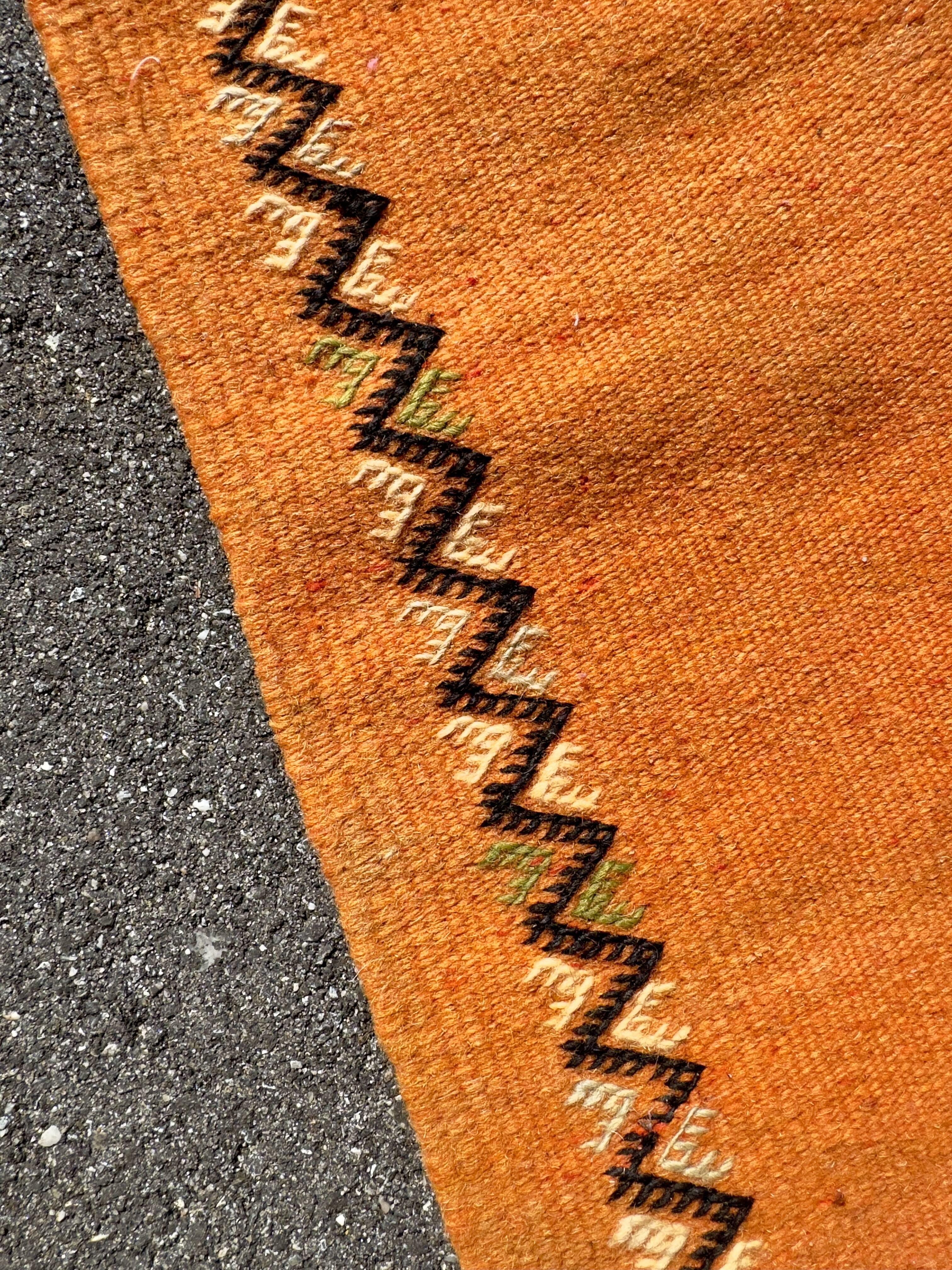 20th Century Vintage Moroccan Tribal Orange Handwoven Wool Rug or Carpet For Sale