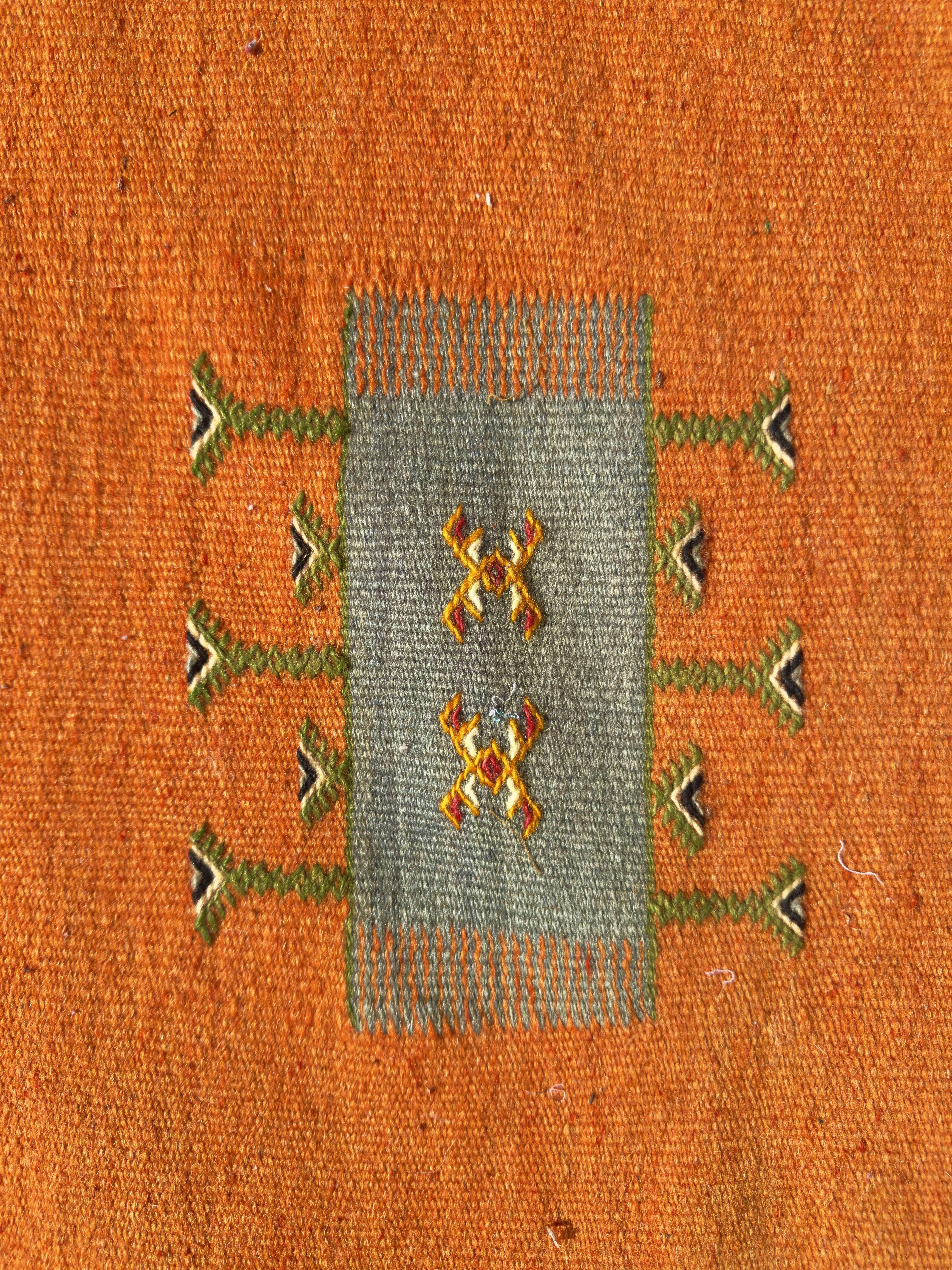 Vintage Moroccan Tribal Orange Handwoven Wool Rug or Carpet For Sale 1