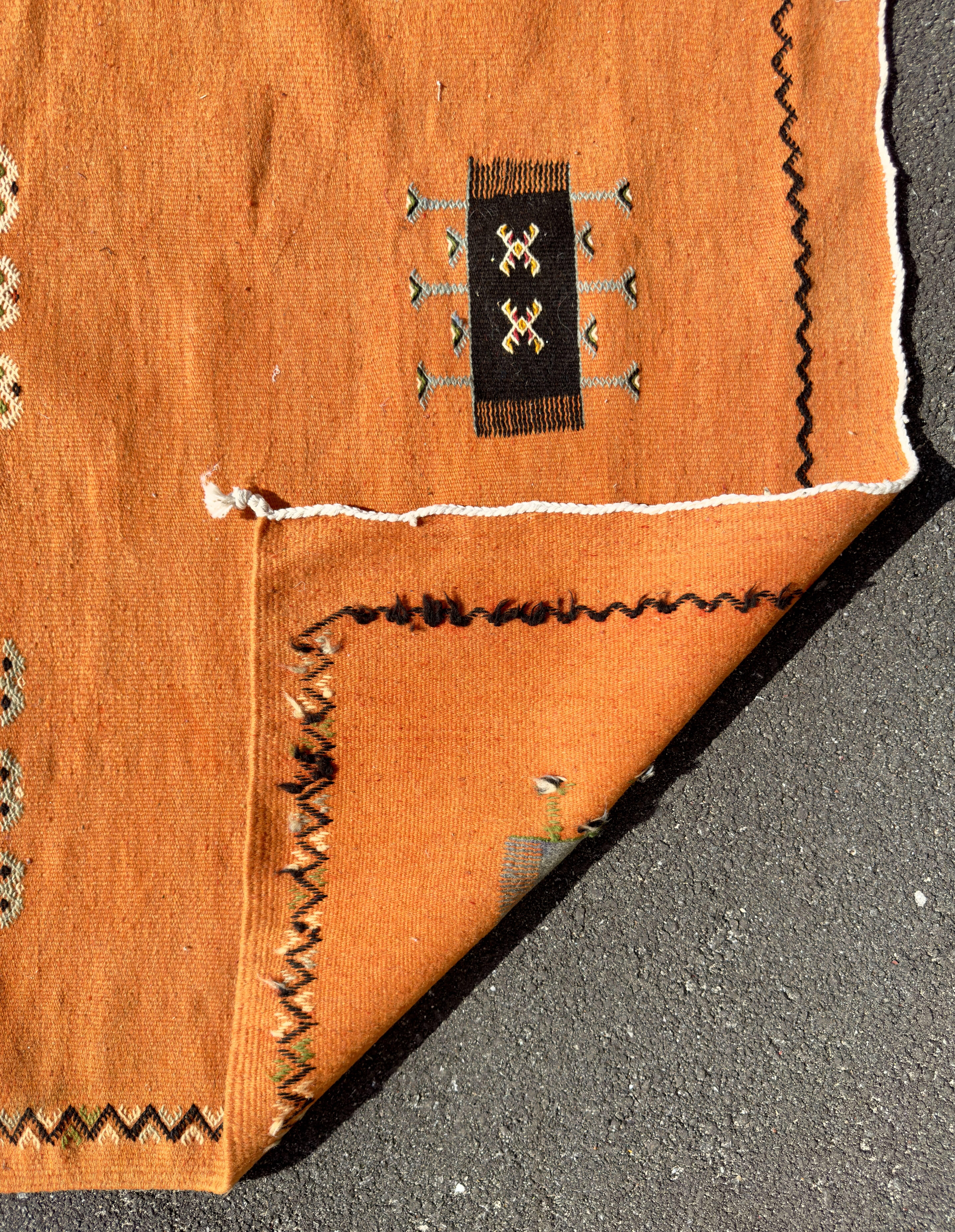Vintage Moroccan Tribal Orange Handwoven Wool Rug or Carpet For Sale 2