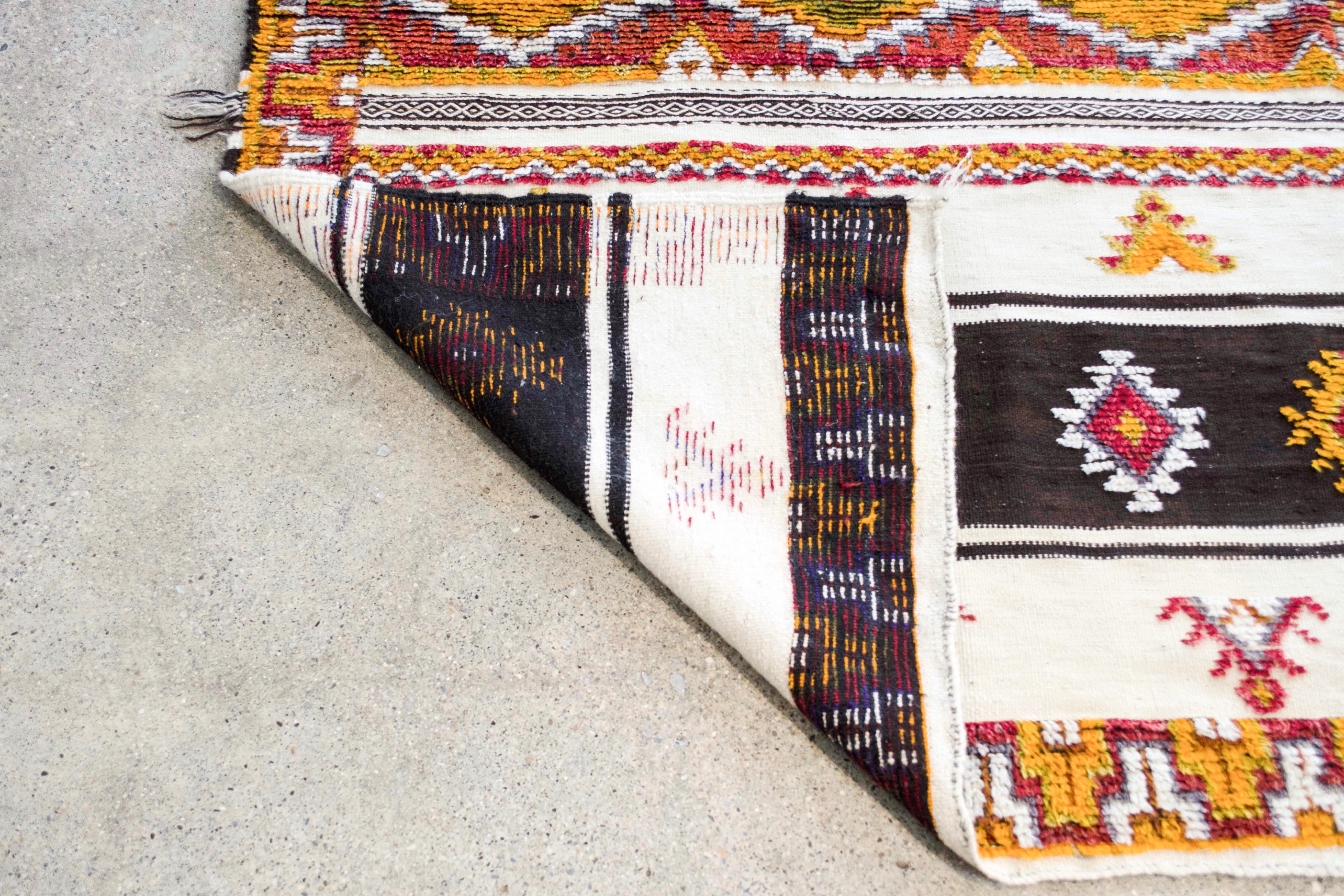 Vintage Moroccan Tribal Orange Wool Floor Rug For Sale 2