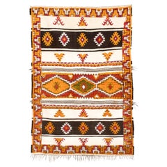 Tapis de sol vintage marocain tribal en laine orange