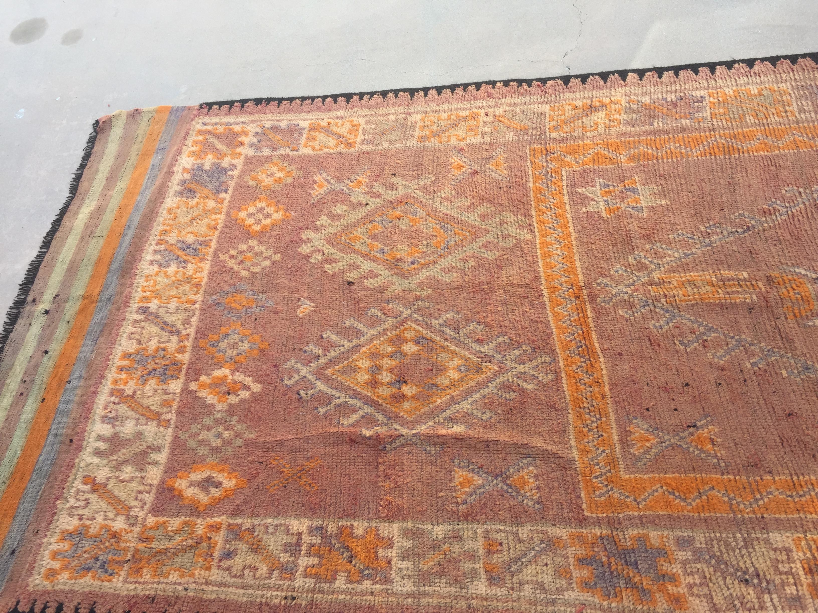1940 authentic Handwoven vintage Moroccan Berber Tribal rug.Midcentury Moroccan area rug with tribal geometric design.Handwoven by The Berber tribes in Morocco with traditional geometric tribal designs.South of Marrakech low pile rug runner.Great to