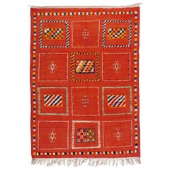 Vintage Moroccan Tribal Wool Red Rug