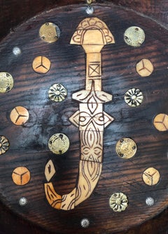 Early 20th Century Moroccan Serving Bowl - Ebony, Inlaid Bone, Silver Coins