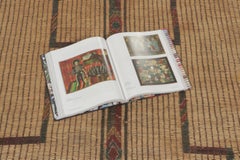 Vintage Moroccan Tuareg Mat Bold Tribal Designs in Beige & Red - Rug & Kilim