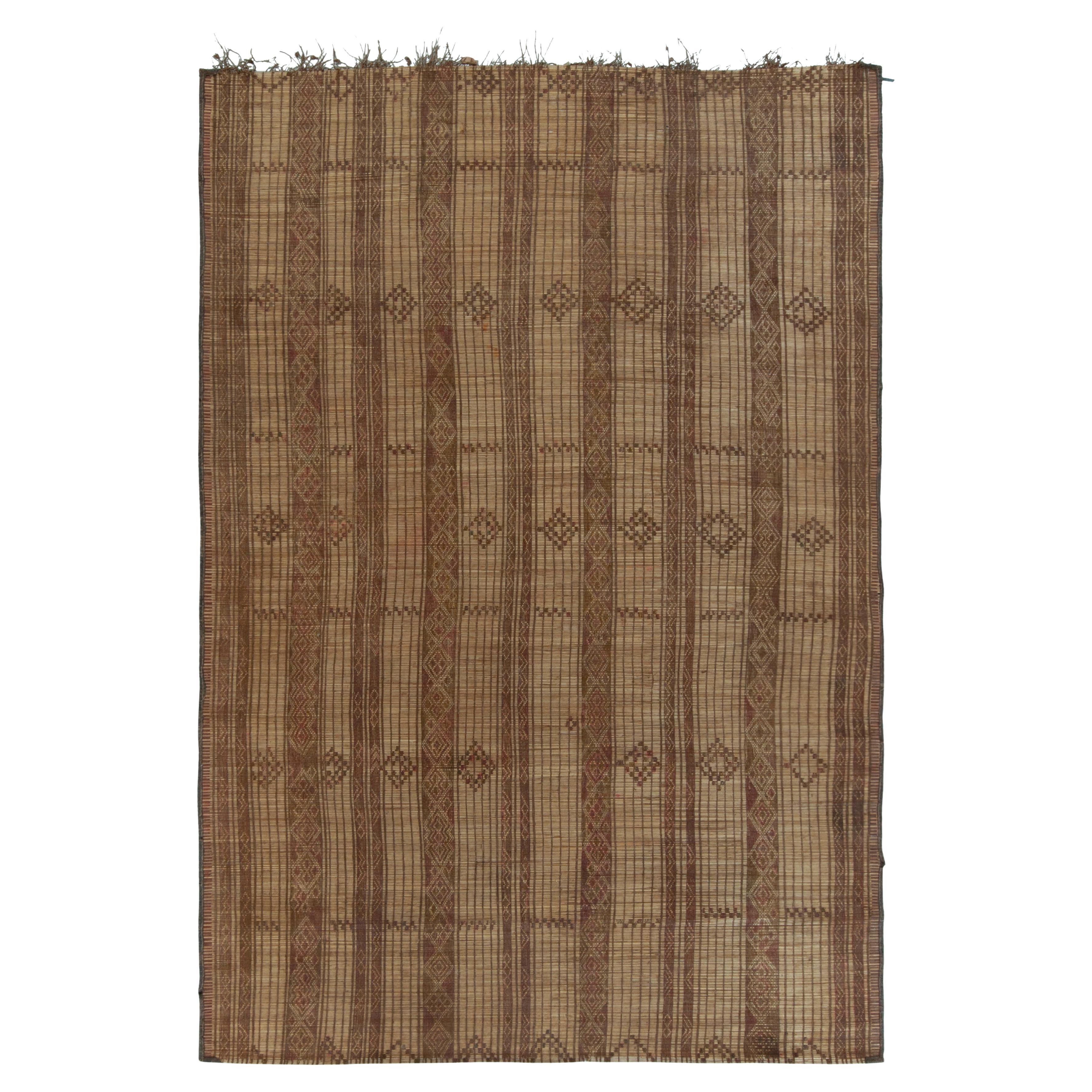 Vintage Moroccan Tuareg in Beige-Brown Geometric Tribal Patterns by Rug & Kilim