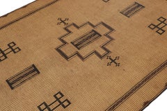Vintage Moroccan Tuareg Mat in Beige with Black Medallions, from Rug & Kilim