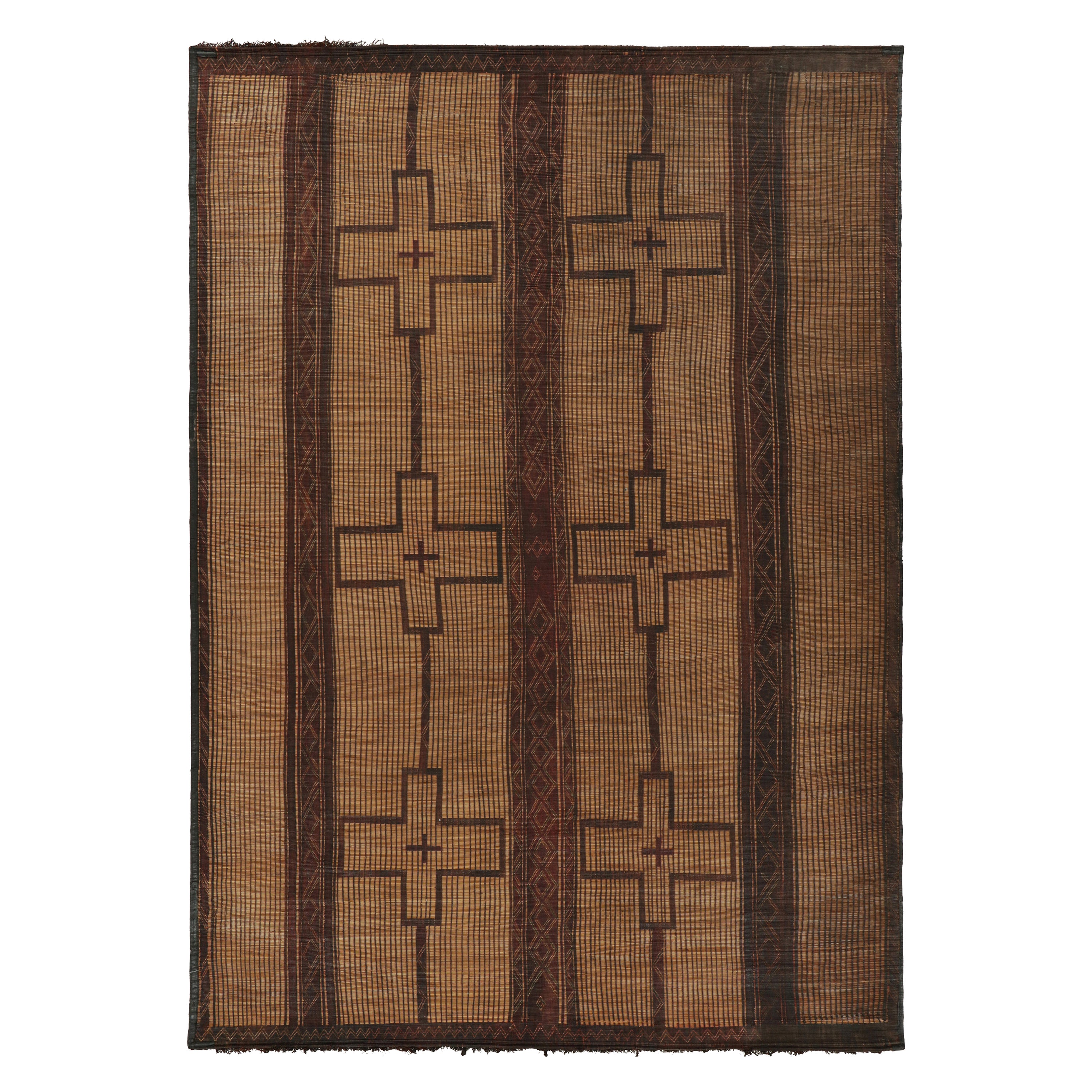 Vintage Moroccan Tuareg Mat in Beige, with Geometric Patterns, from Rug
Kilim