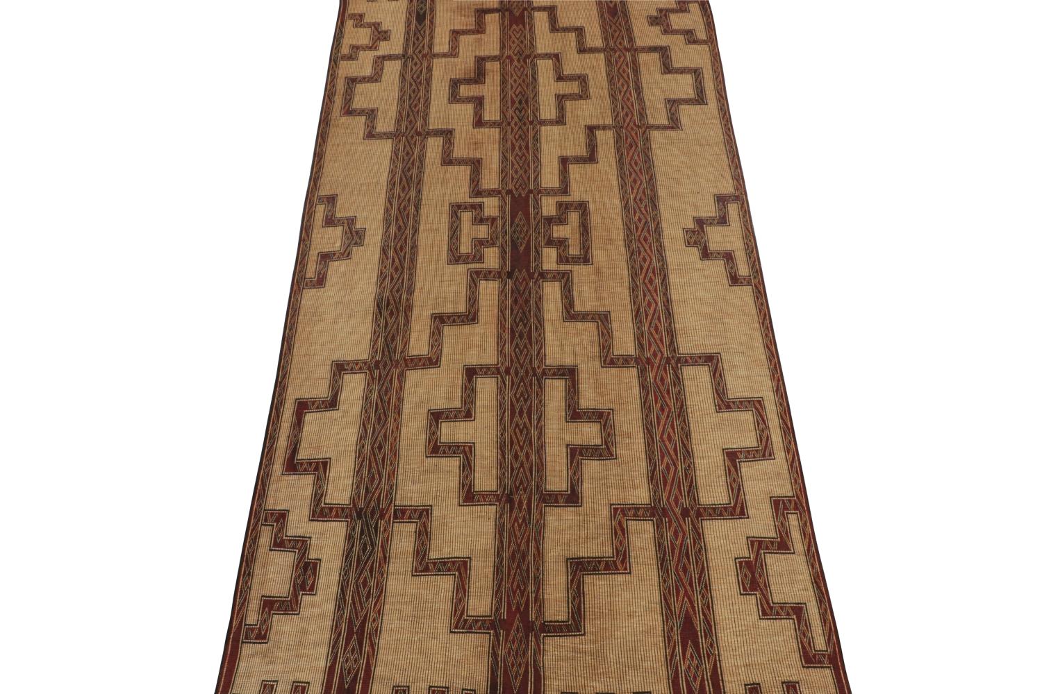 Vintage Moroccan Tuareg Mat in Beige with Geometric Patterns, from Rug & Kilim In Good Condition For Sale In Long Island City, NY