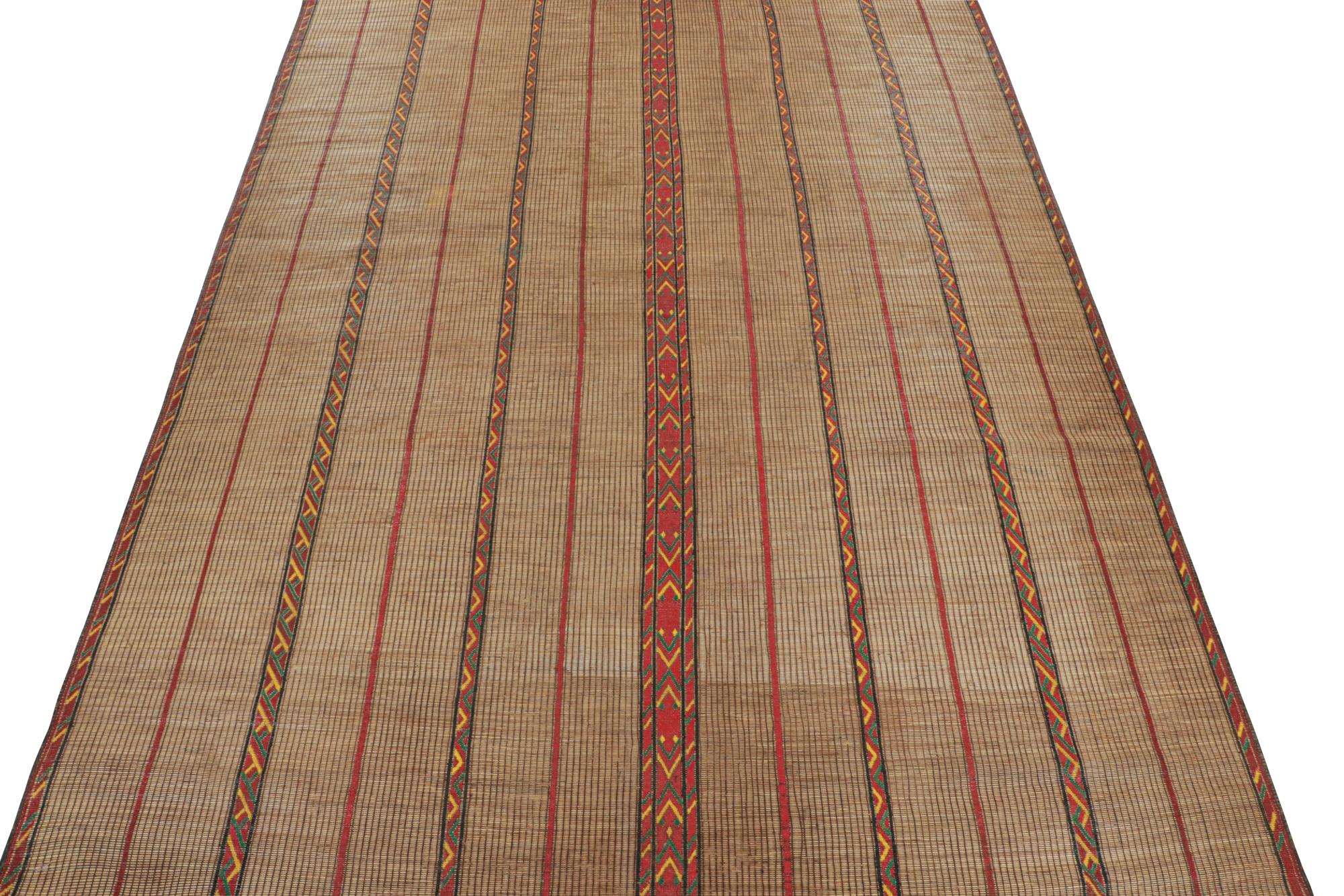 Vintage Moroccan Tuareg Mat in Beige and Red Stripes, from Rug & Kilim In Good Condition For Sale In Long Island City, NY