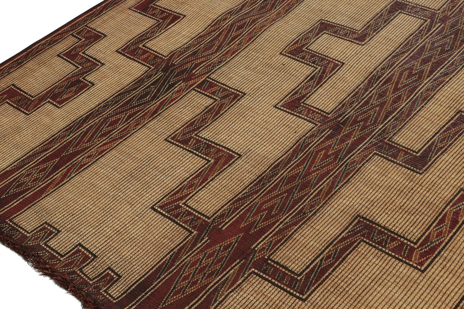 Mid-20th Century Vintage Moroccan Tuareg Mat in Beige with Geometric Patterns, from Rug & Kilim For Sale