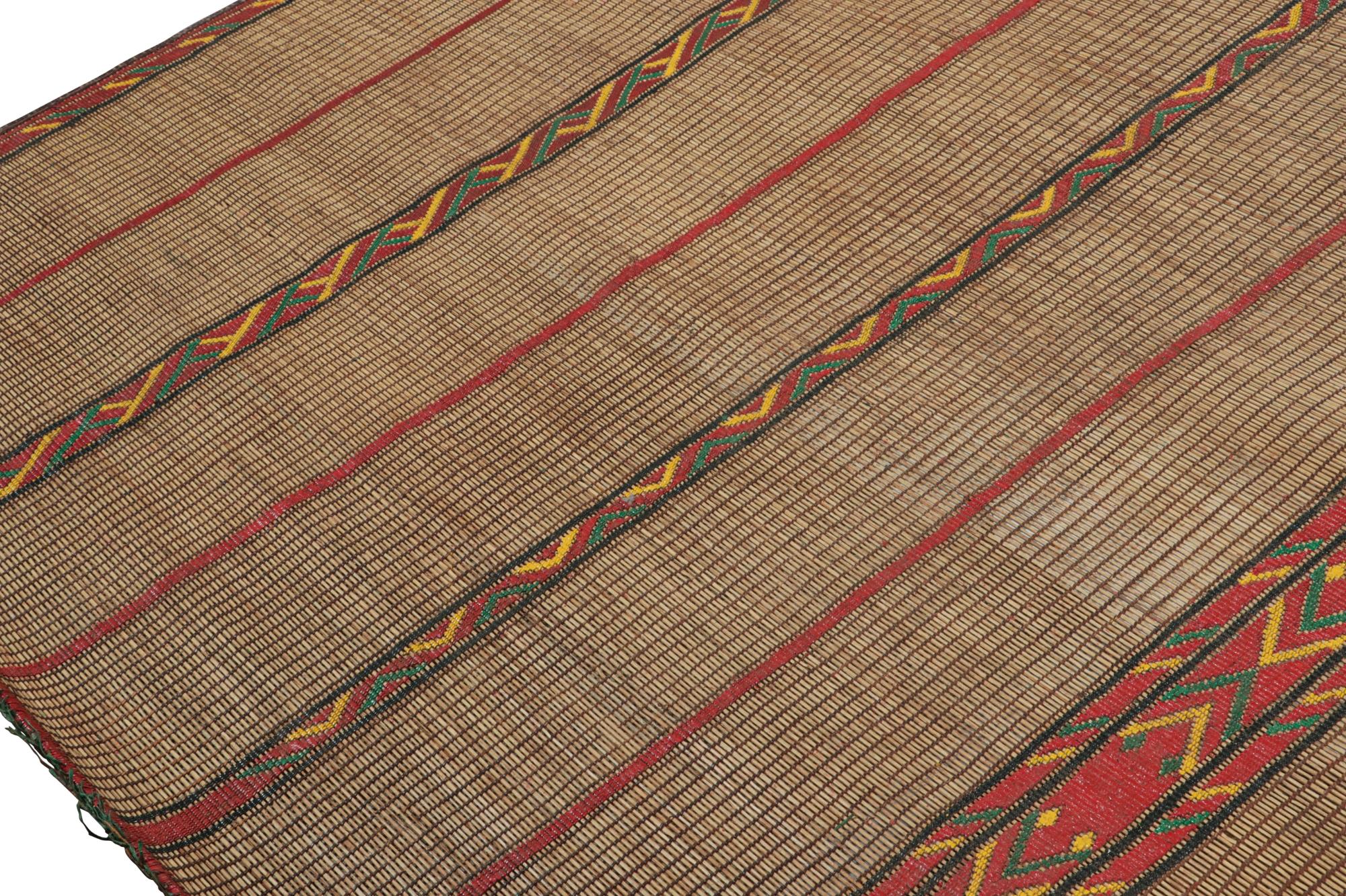 Mid-20th Century Vintage Moroccan Tuareg Mat in Beige and Red Stripes, from Rug & Kilim For Sale