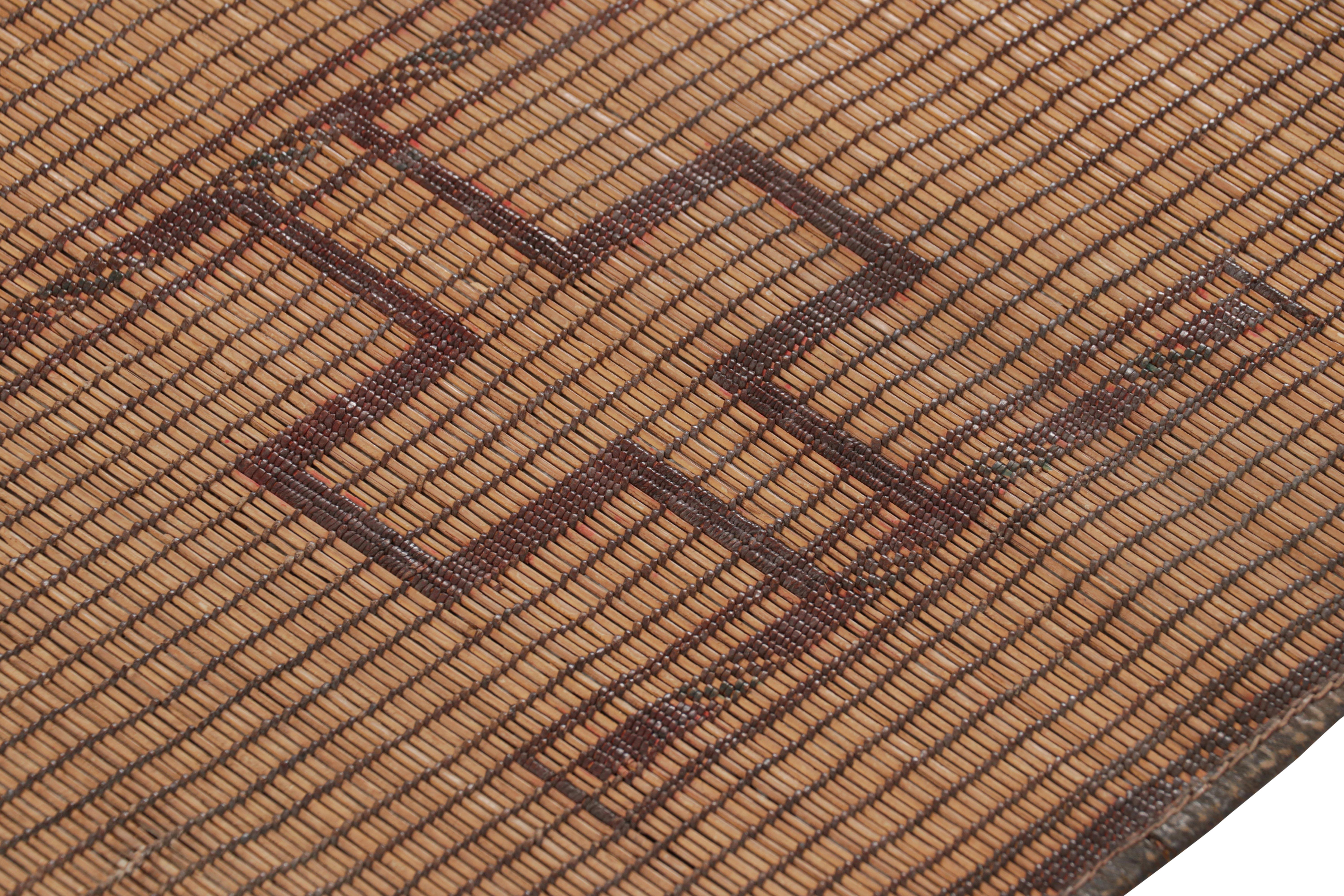 Tribal Vintage Moroccan Tuareg Mat in Brown, with Geometric Patterns, from Rug & Kilim For Sale