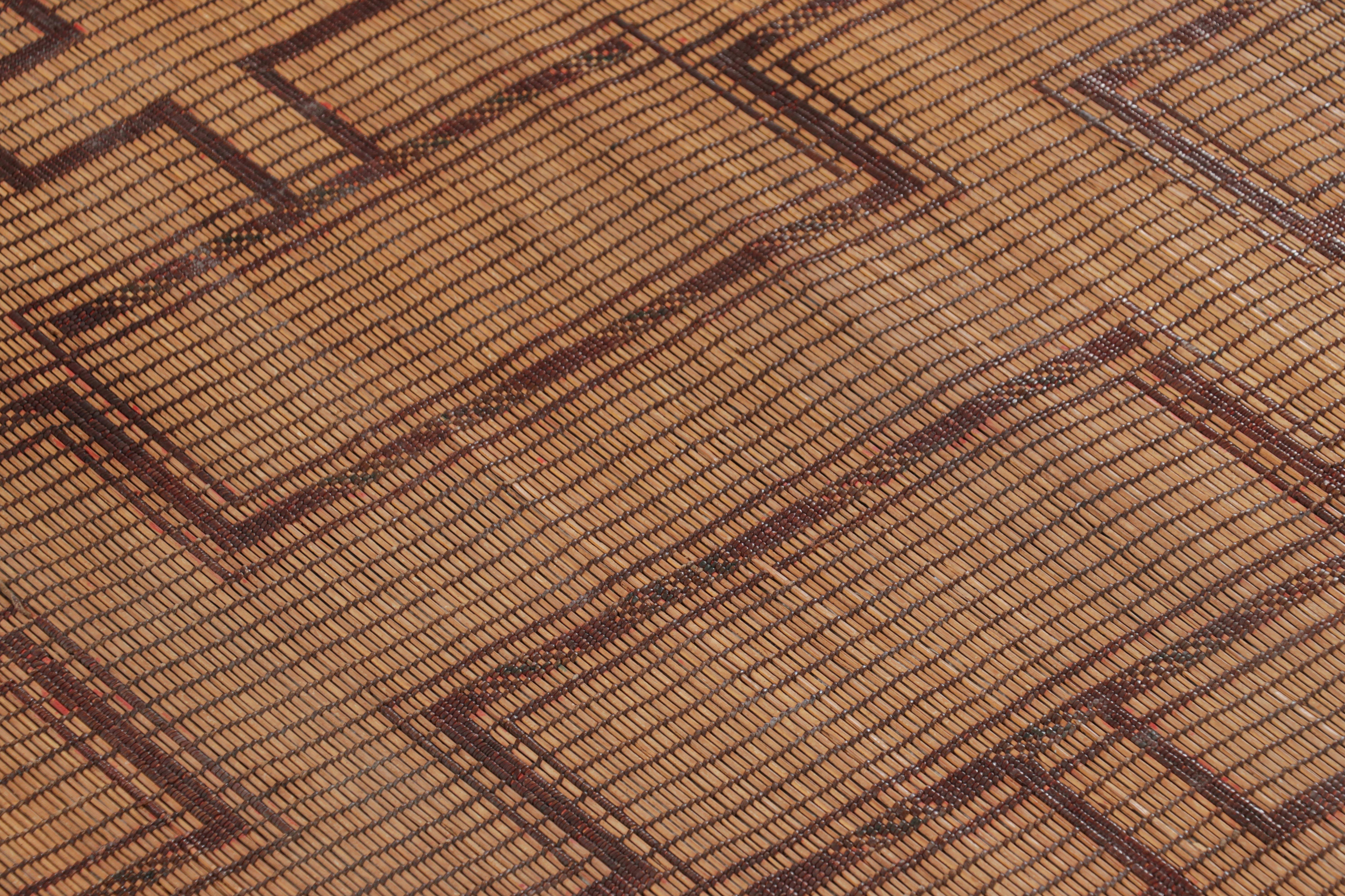 Mid-20th Century Vintage Moroccan Tuareg Mat in Brown, with Geometric Patterns, from Rug & Kilim For Sale