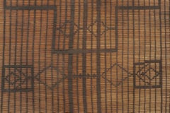 Vintage Moroccan Tuareg Mat with Rhythmic Tribal Geometry - Rug & Kilim