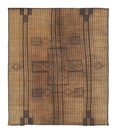 Vintage Moroccan Tuareg Mat with Rhythmic Tribal Geometry - Rug & Kilim