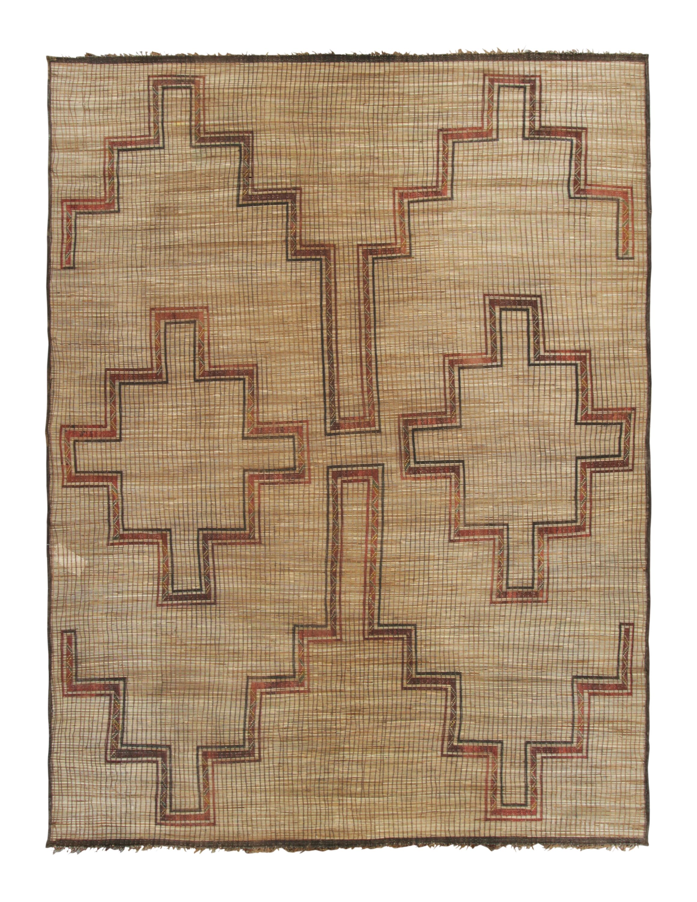 Tappeto Tuareg marocchino vintage con motivi geometrici in beige e marrone - Rug & Kilim