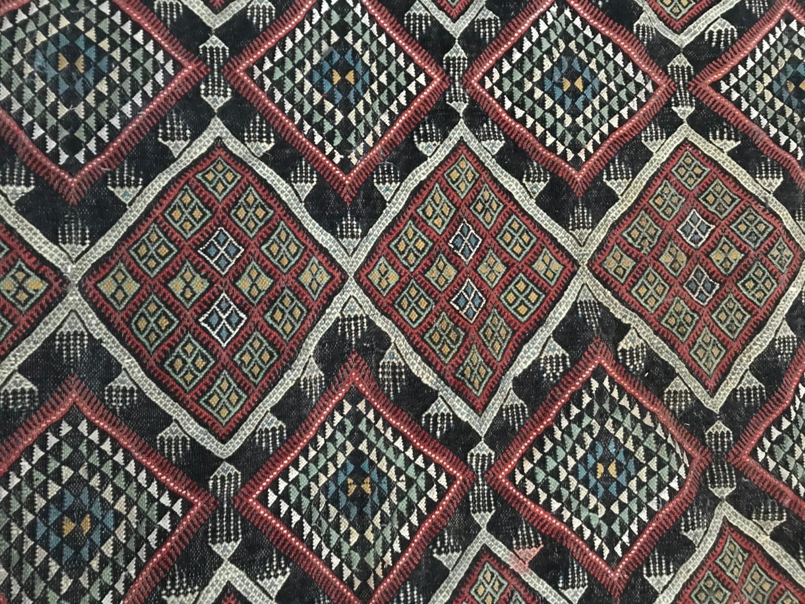 Hand-Woven Vintage Moroccan Vintage Berbere Kilim