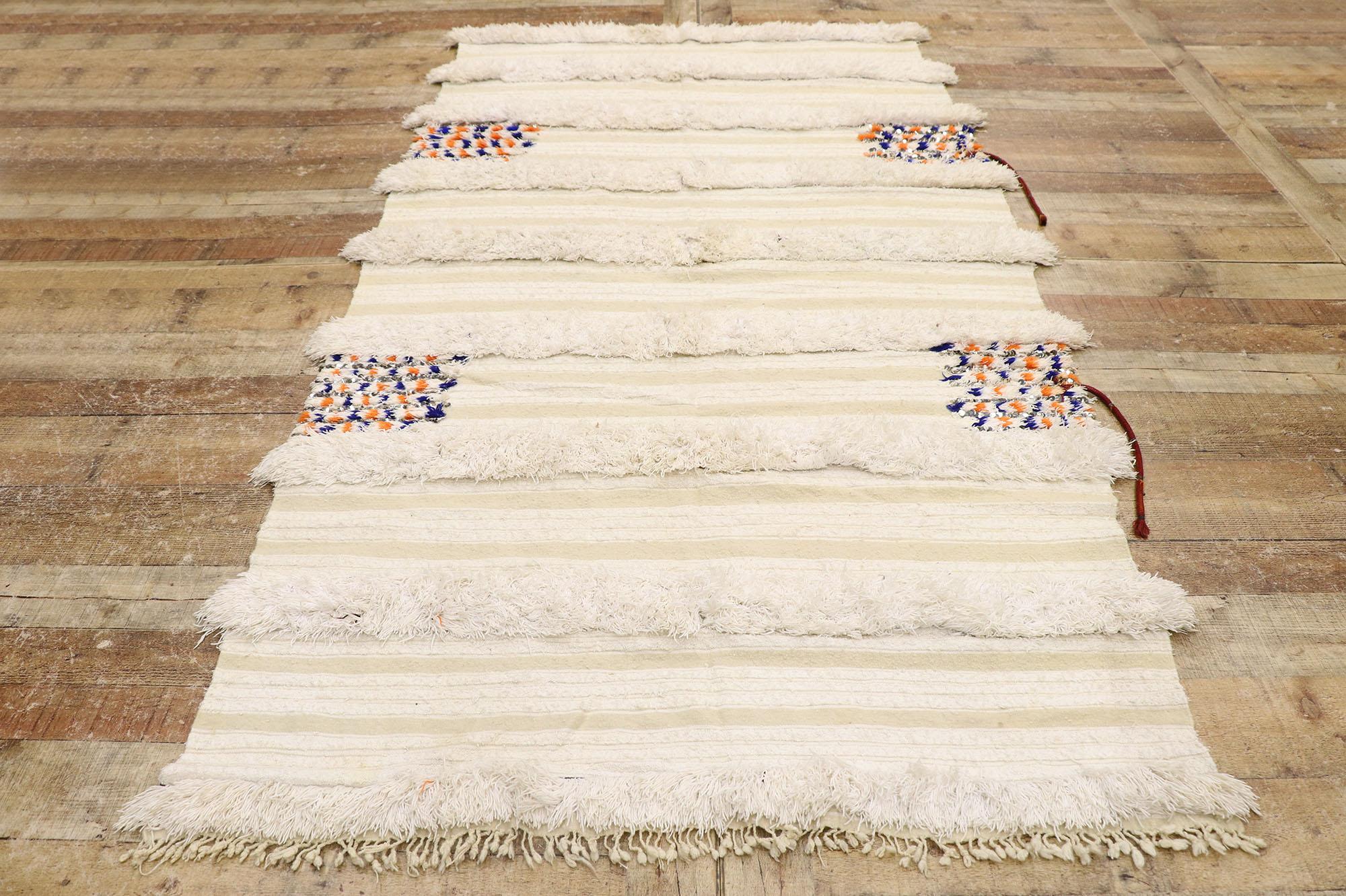 Wool Vintage Moroccan Wedding Blanket, Berber Handira with Original Cape Ties For Sale