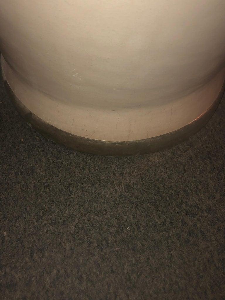 Vintage Moroccan White Pottery Large Urn or Floor Vase Jardinière For