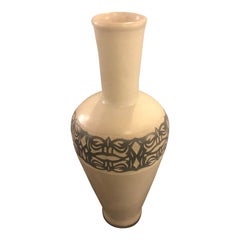 Vintage Moroccan White Pottery Large Urn or Floor Vase Jardinière
