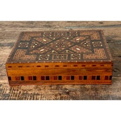 Vintage Moroccan Wood Inlay Box