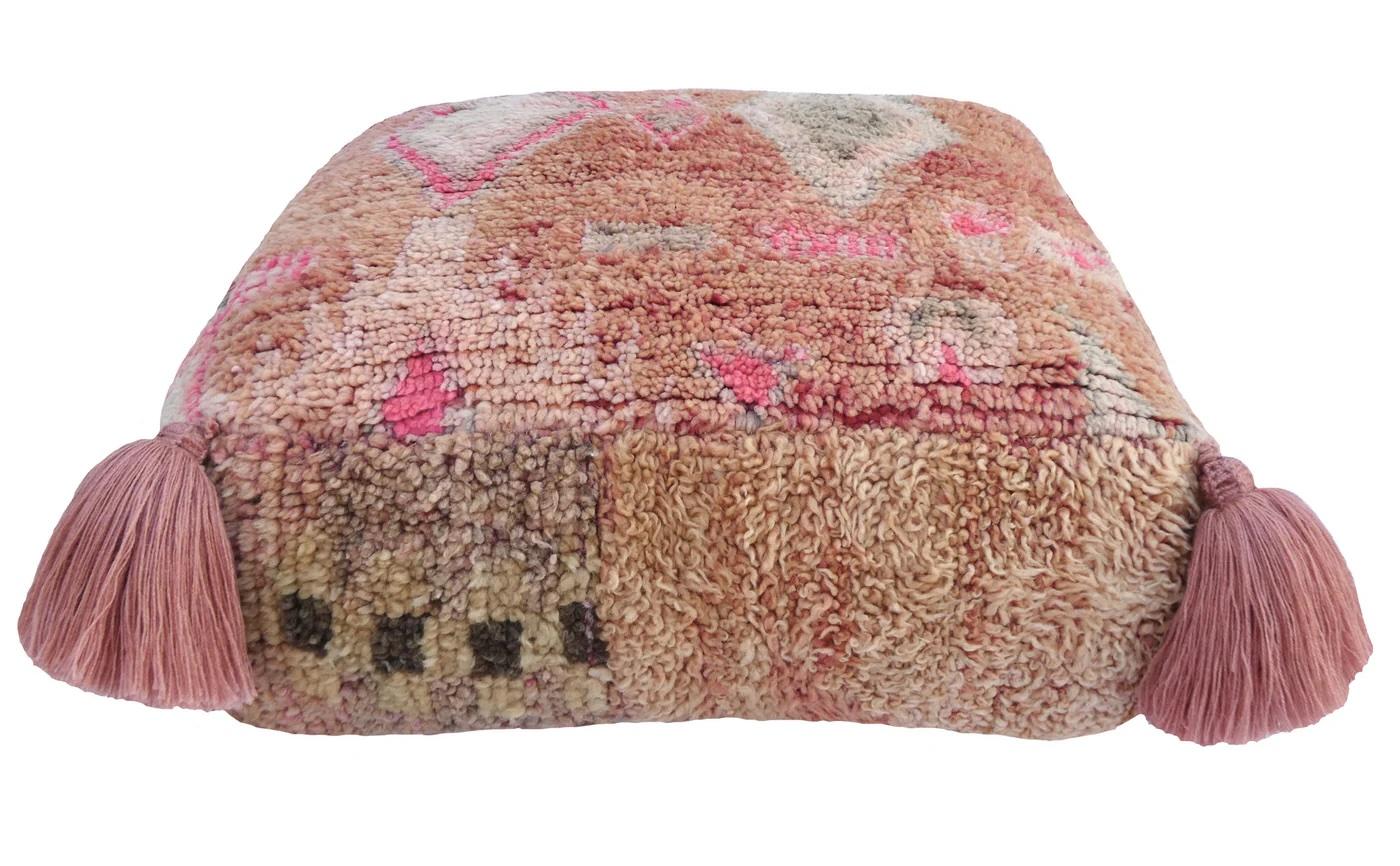 Vintage Marokkanische Wolle Pouf Bodenkissen (Stammeskunst) im Angebot