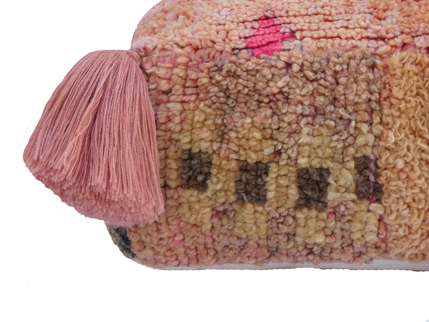 Vintage Marokkanische Wolle Pouf Bodenkissen (Handgefertigt) im Angebot