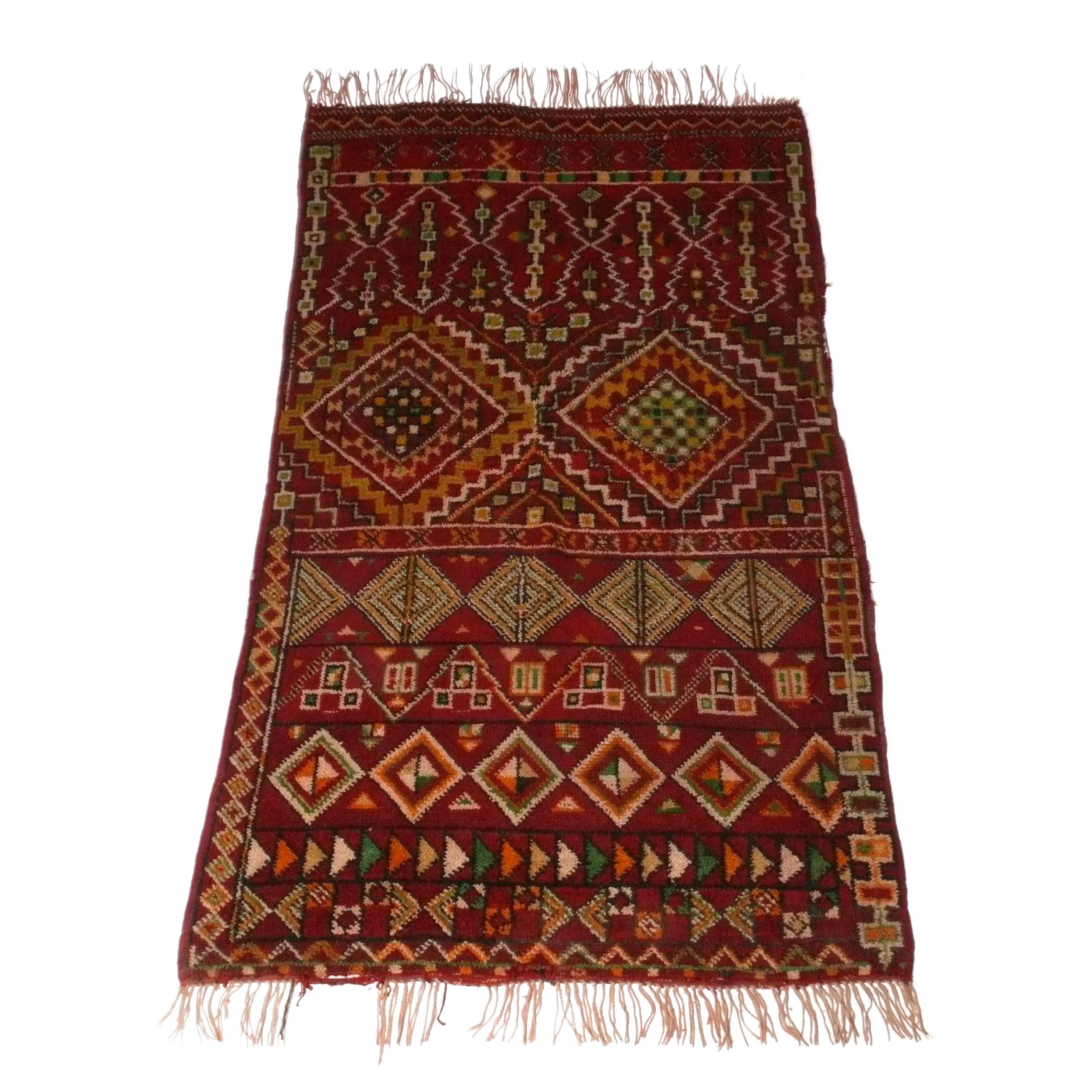 Vintage marokkanische Wolle Teppich 109 "x 62" Hand geknotet Vintage Qualität große Farben