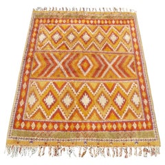 Tappeto marocchino vintage in lana 130 x 93 annodato a mano di qualità Mid Century Modern