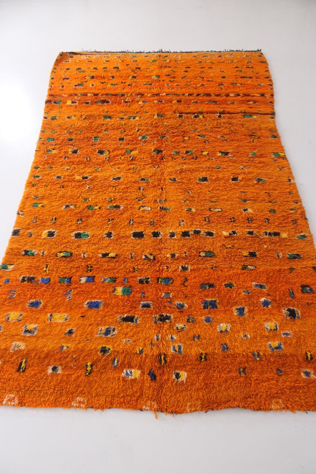Vintage Moroccan wool rug - Orange - 6.5x10.5feet / 198x320cm For Sale 4