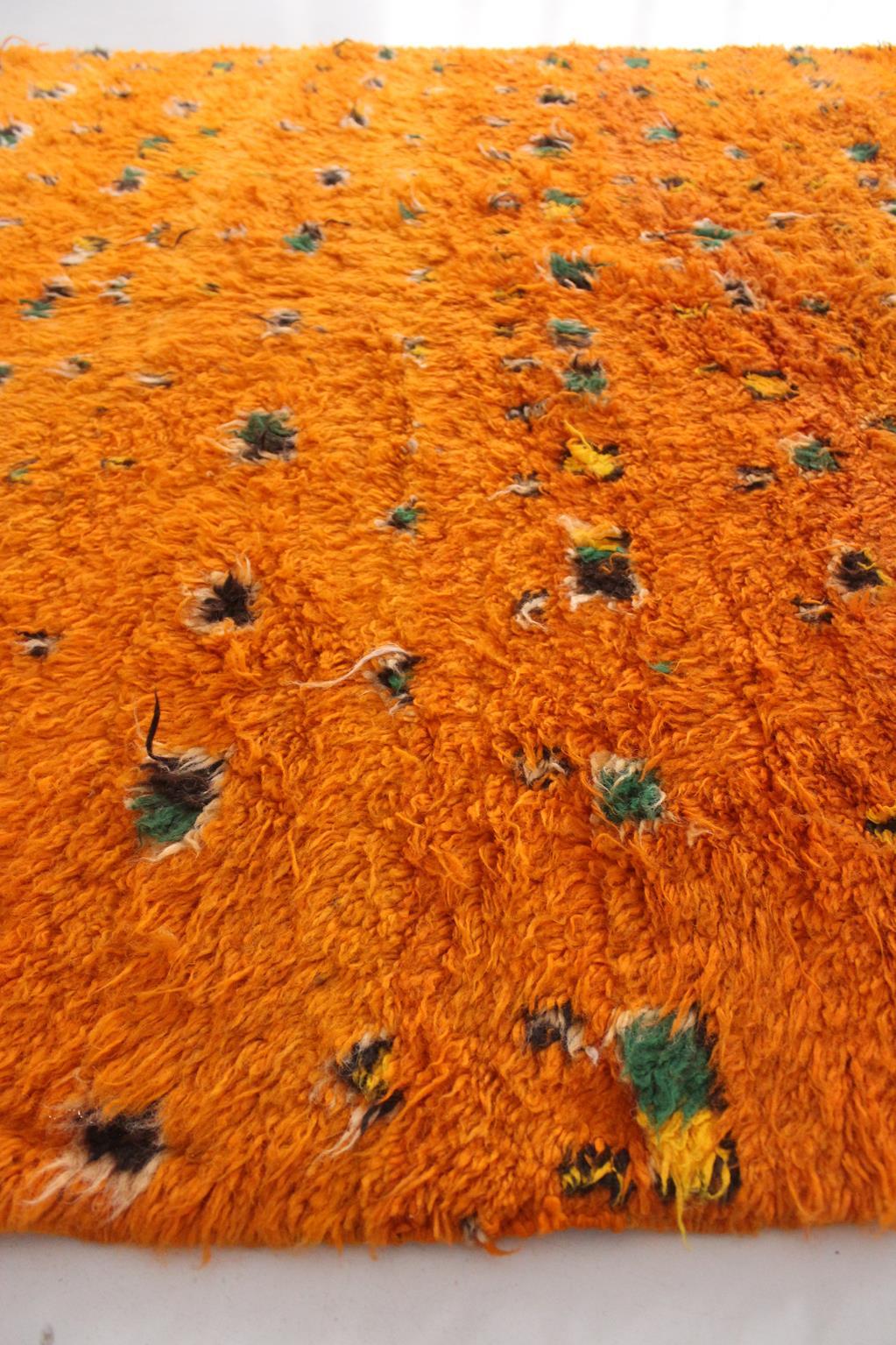 Vintage Moroccan wool rug - Orange - 6.5x10.5feet / 198x320cm For Sale 6