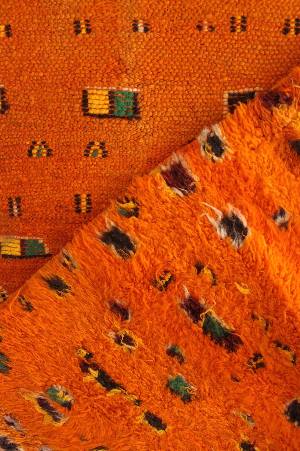 Vintage Moroccan wool rug - Orange - 6.5x10.5feet / 198x320cm For Sale 9