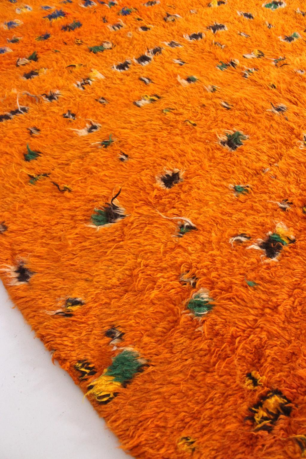 Vintage Moroccan wool rug - Orange - 6.5x10.5feet / 198x320cm For Sale 1