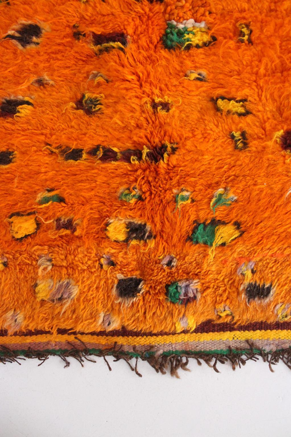 Vintage Moroccan wool rug - Orange - 6.5x10.5feet / 198x320cm For Sale 3