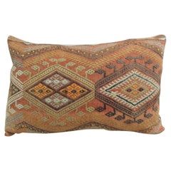 Vintage Moroccan Woven Orange and Red Kilim Decorative Bolster Pillow