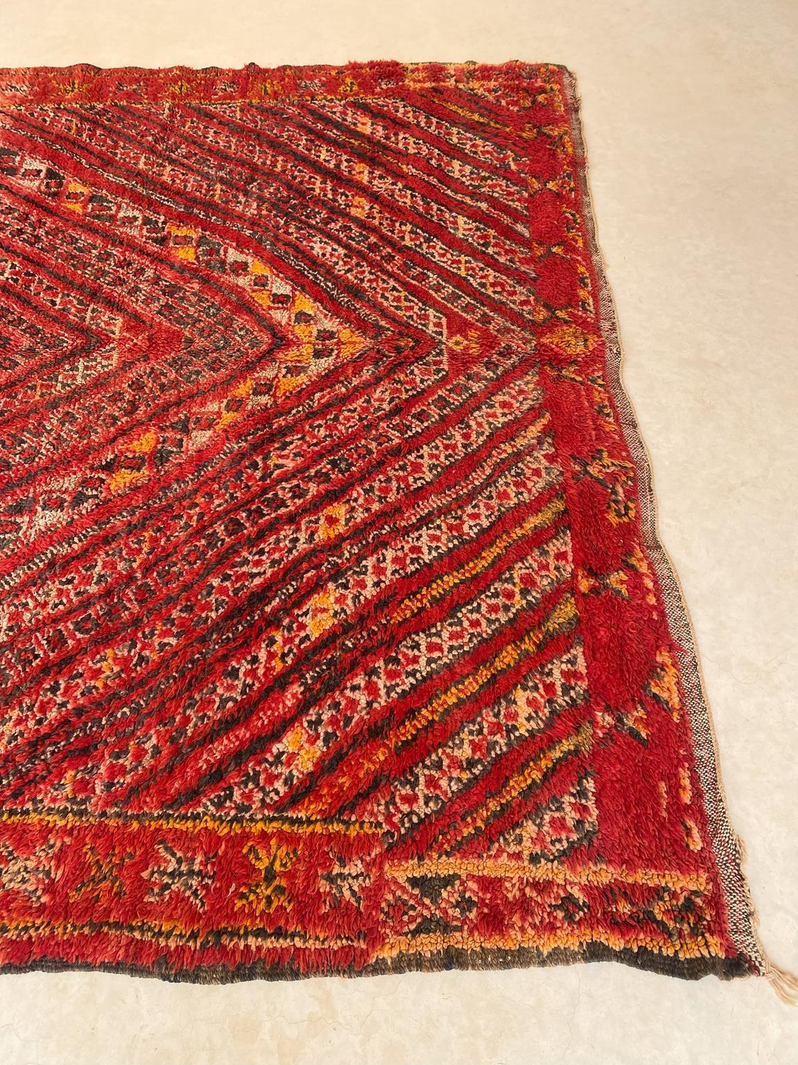 Vintage Moroccan Zayane rug - Red - 6.7x11.3feet / 205x344cm For Sale 1