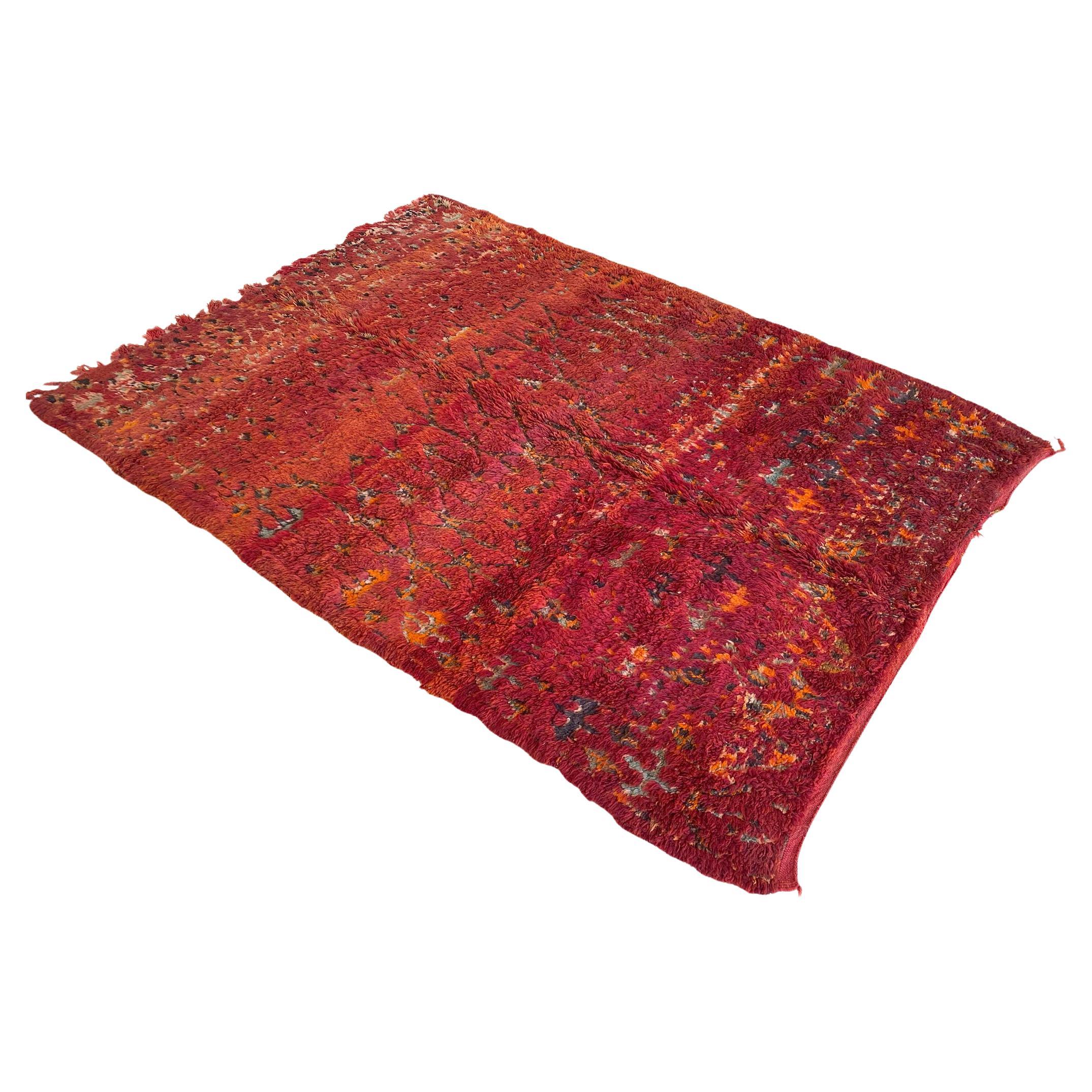 Vintage Moroccan Zayane rug - Red - 7x9.9feet / 216x302cm For Sale