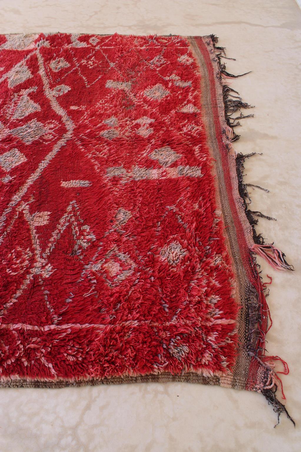 Marokkanischer Zayane-Teppich im Vintage-Stil - Rot/Grün - 7x12feet / 213x365cm im Angebot 3